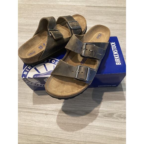 Birkenstock Arizona Leather Sandal Khaki Brown 1019377 Women UK 40 US 9 Narrow